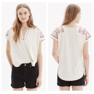 Madewell Cotton Top with Embroidery NWOT